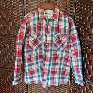Trails End Vintage Plaid Blended Wool Quilted Button Up - Size Mens Large